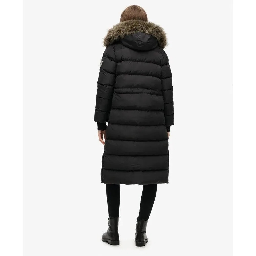 Женское пальто с искусственным мехом Superdry Everest, Черный — фото 4