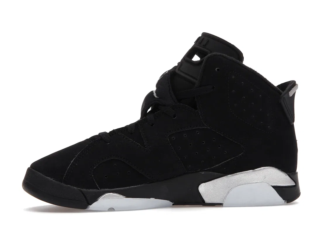 Детские кроссовки с верхом из нубука Jordan 6 Retro Chrome (PS) Jordan, Black/Black/Metallic Silver — фото 3