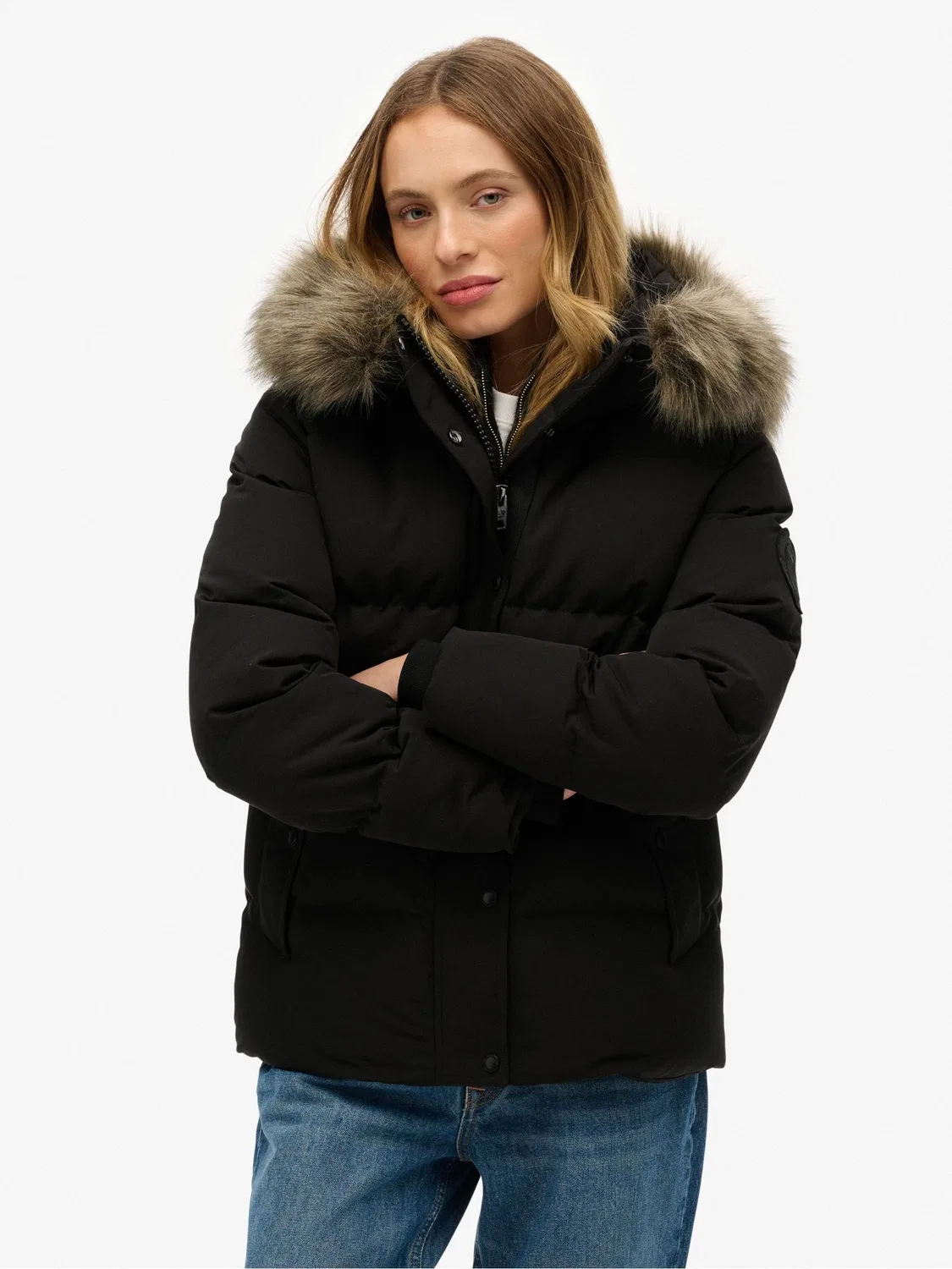 Пуховик куртка Everest Five Baffle Puffer Superdry, черный