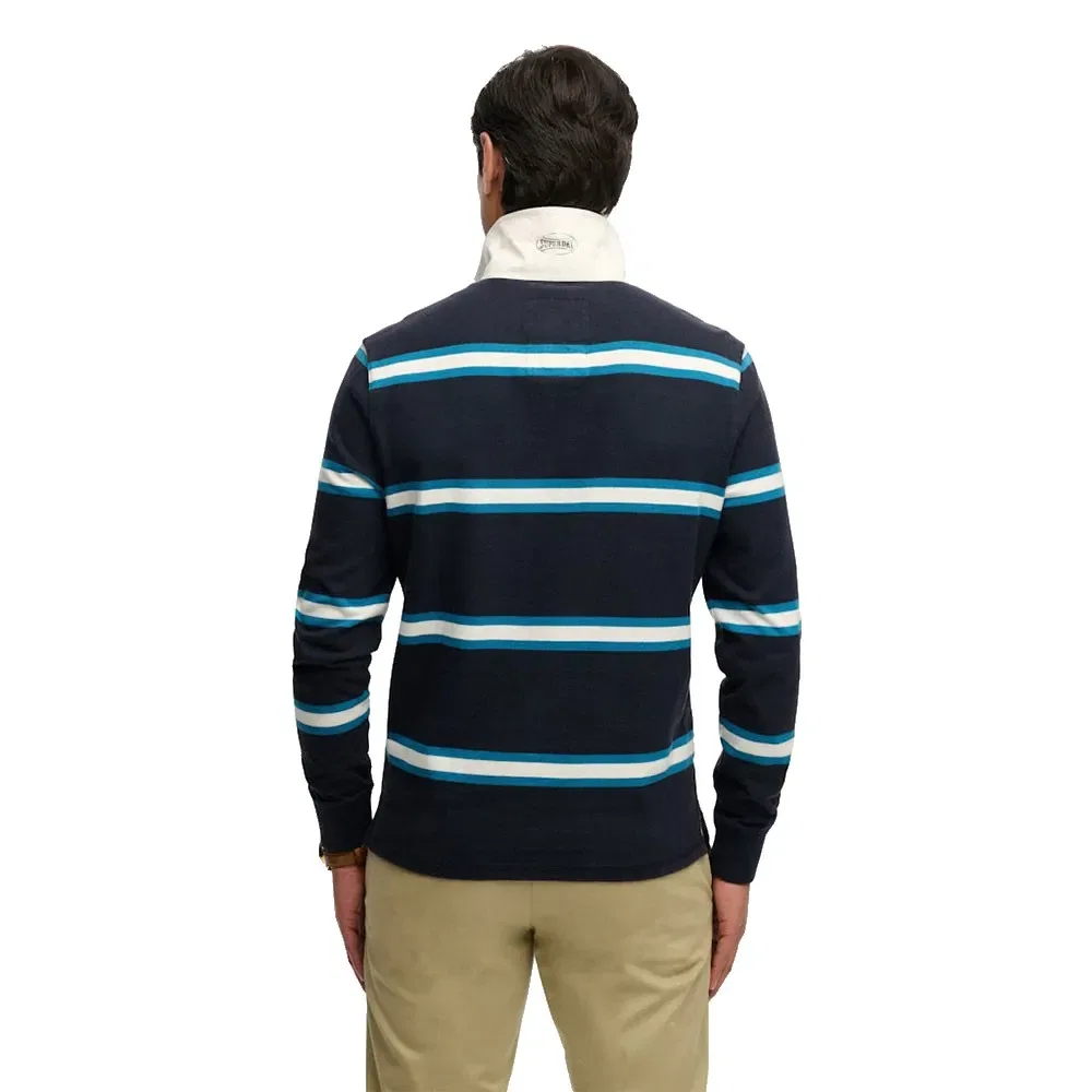 Футболка поло с длинным рукавом Vintage Athletic Stripe Rugby Superdry, синий — фото 2