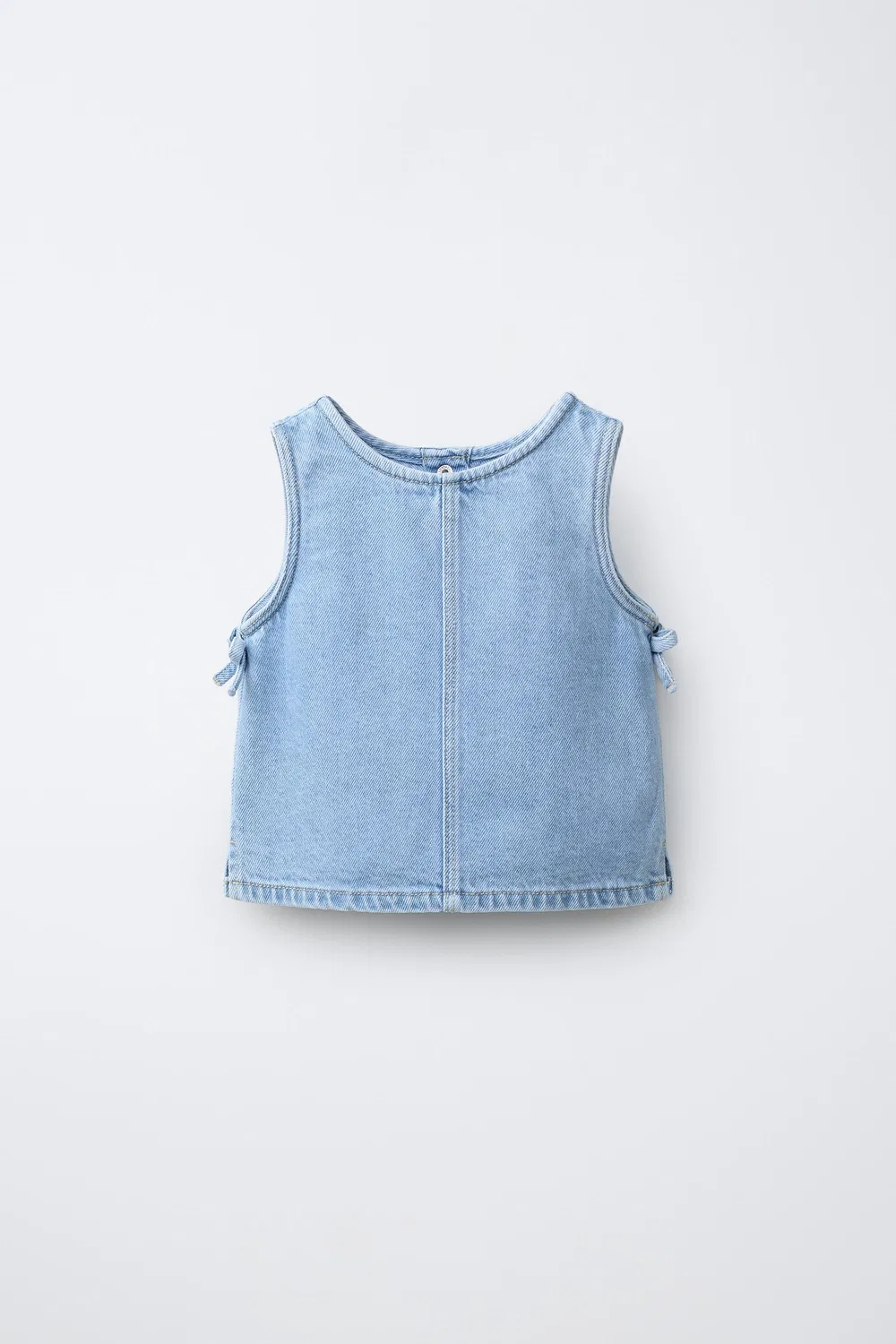 Джинсовый топ с бантиками ZARA, Mid-Blue