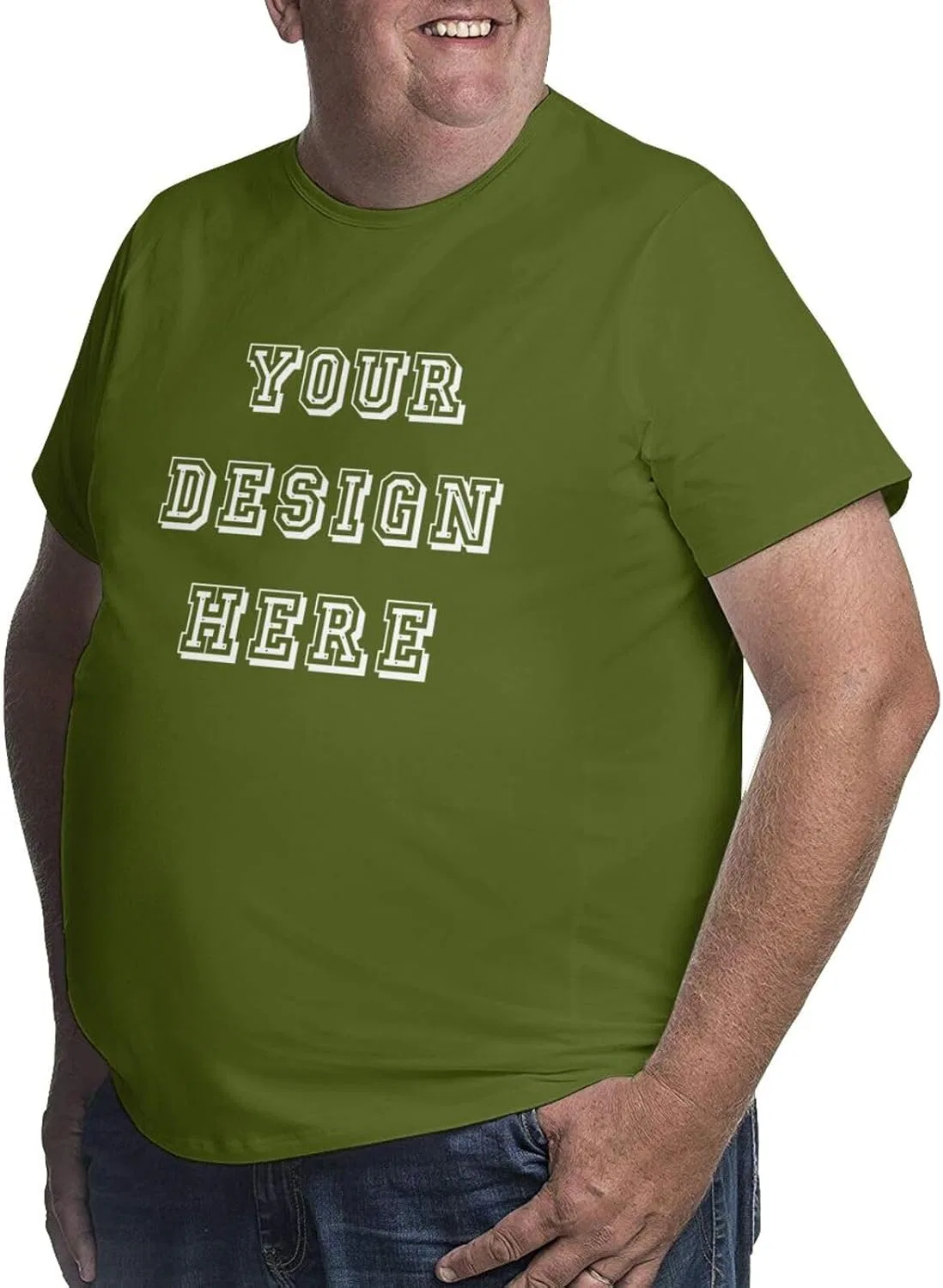 Мужская свободная футболка с круглым вырезом Big Custom T Shirts, Moss Green — фото 2