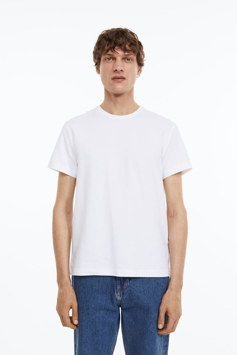 

Приталенная футболка с круглым вырезом H&M, белый