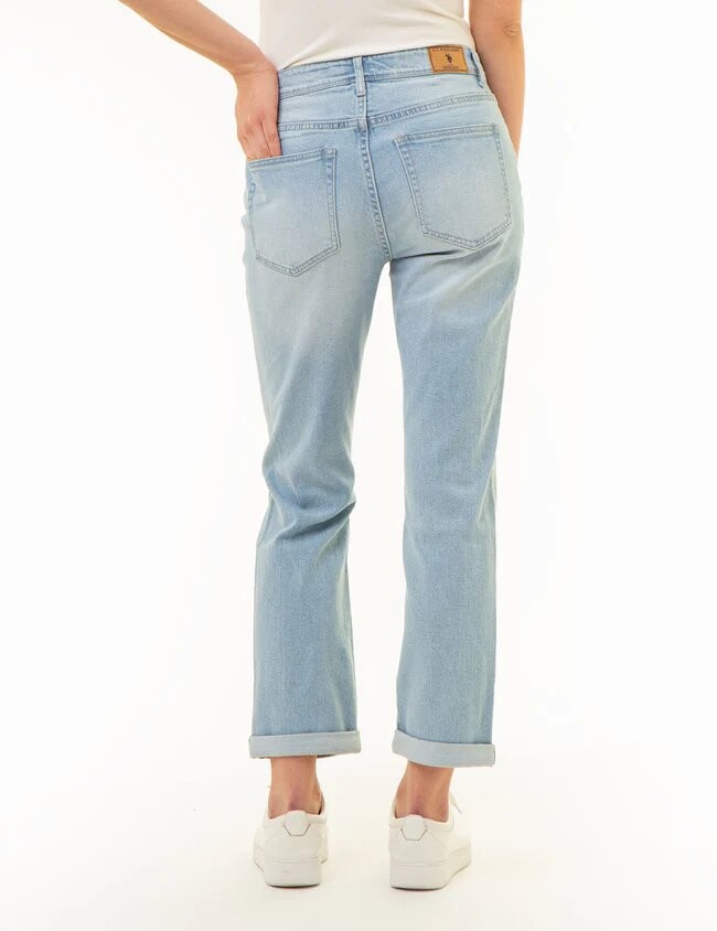 Женские джинсы U.S. Polo Assn. Mid Rise Boyfriend, голубой — фото 2