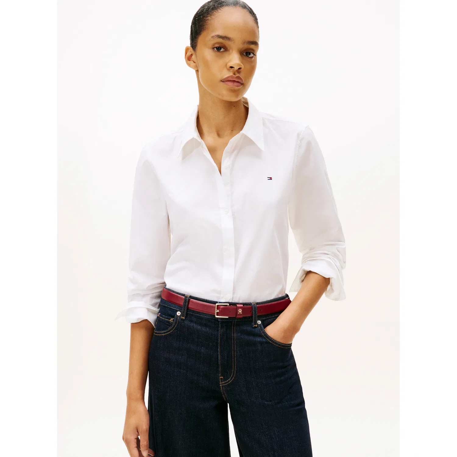 Женская классическая рубашка из поплина Tommy Hilfiger, White