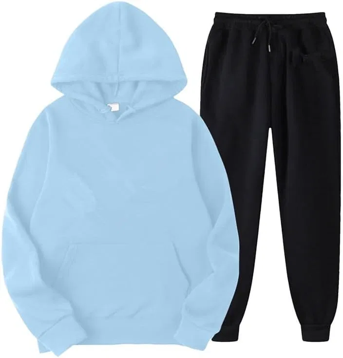 Женский комплект из худи и джоггеров с флисом, Oversized, голубой