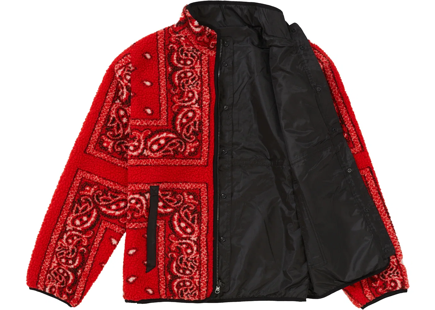 Мужская куртка с принтом Reversible Bandana Fleece Jacket Supreme, Red — фото 2