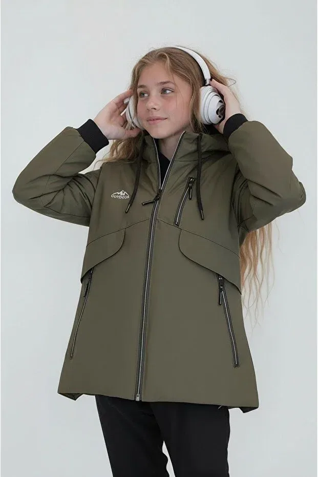 Детское пальто для девочек водонепроницаемое Basics Sivaist, Green — фото 2