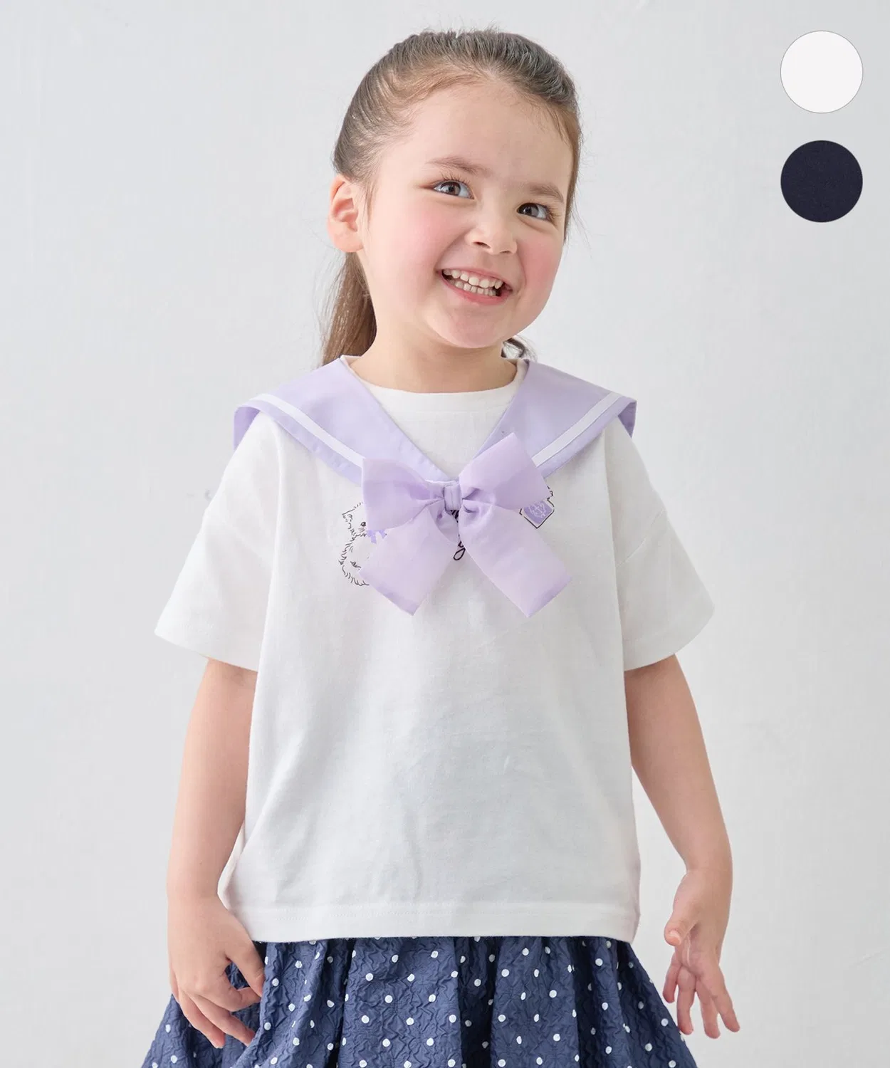 Детская футболка с коротким рукавом, с принтом, модель 2WAY Sailor T-Shirt ANY, Белый