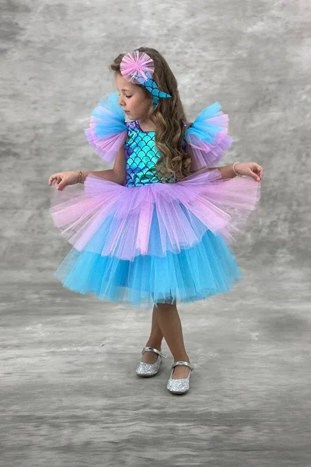 Детское платье для девочек с длинным рукавом Abiyekids, Blue — фото 2