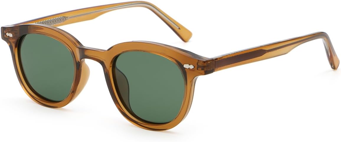 

Солнцезащитные очки с ацетатными дужками, ретро-поляризованные, для женщин и мужчин, защита от УФ-излучения UV400, маленькие квадратные, унисекс weiyuchen, Brown With Green