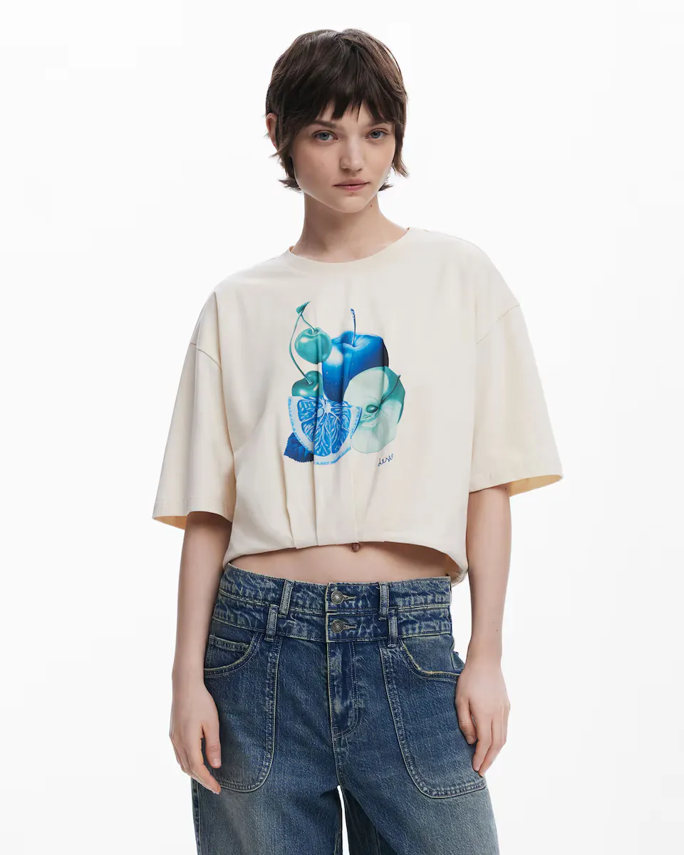 

Мужская футболка пышная с фруктовым узором Desigual, натуральный