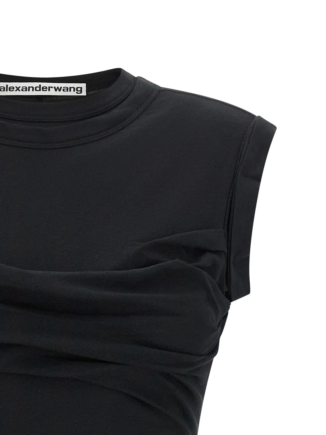 Платье с витым лифом и многослойным верхом Alexander Wang, черный — фото 3