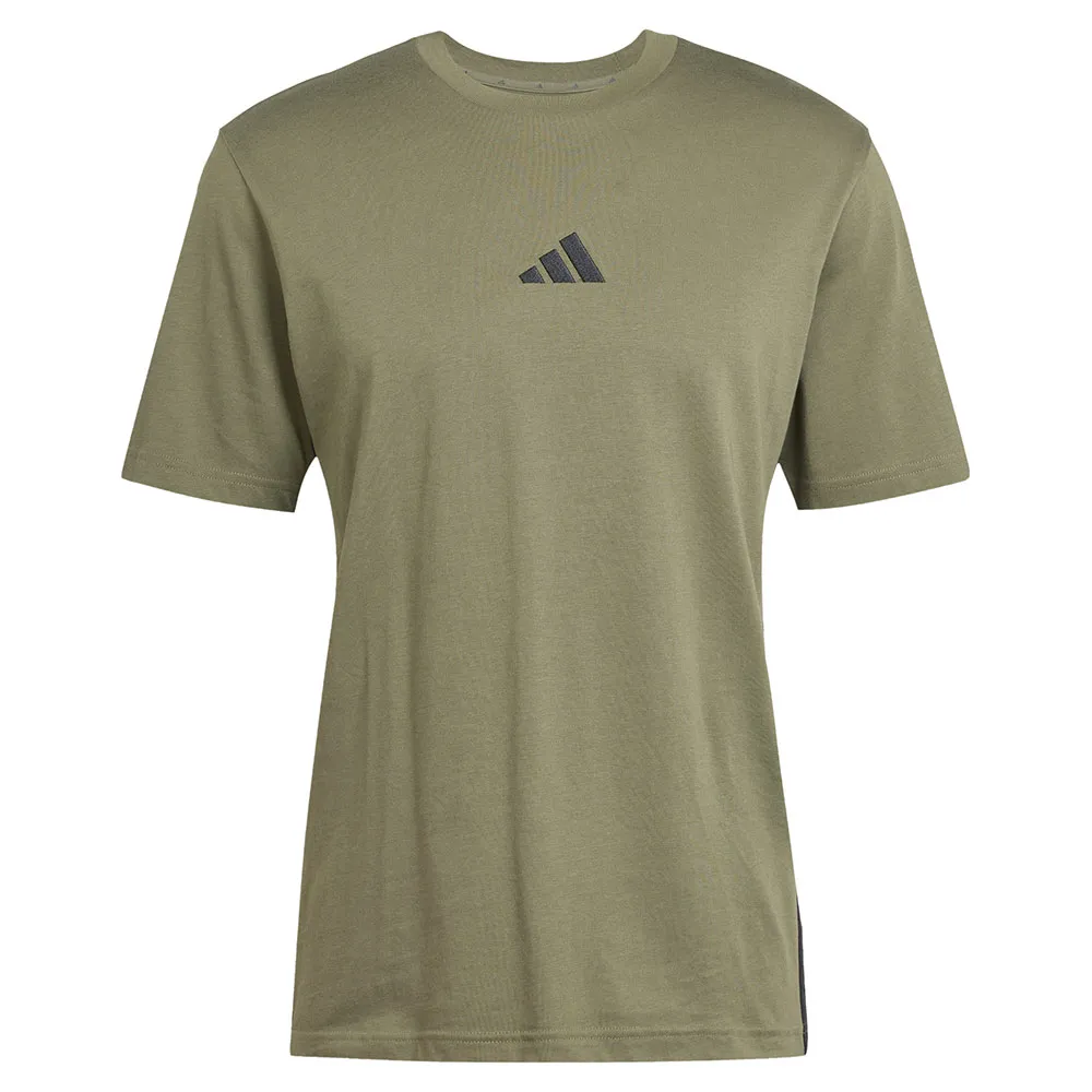 Футболка с коротким рукавом adidas Essentials 3 Stripes Single Jersey, зеленый — фото 3