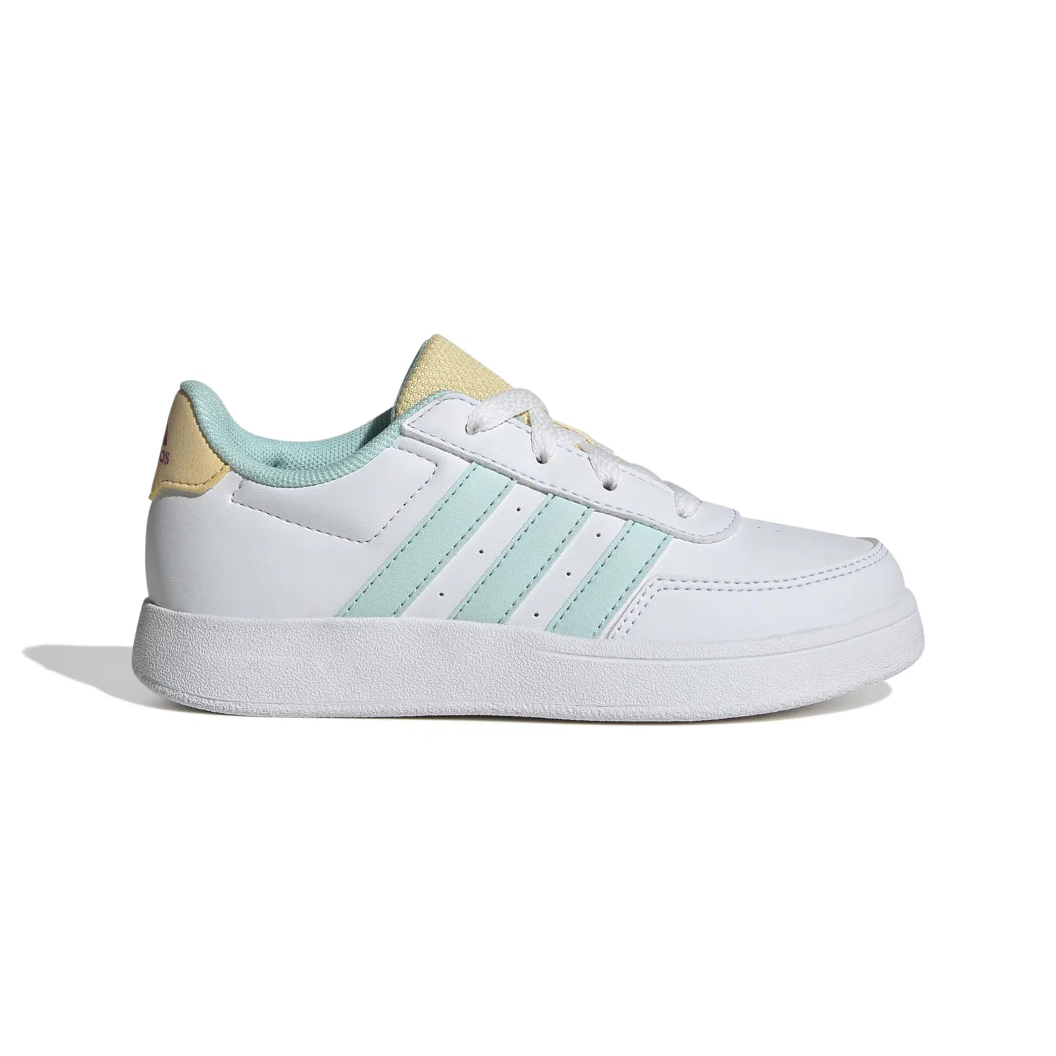 Детские кроссовки для мальчиков без шнуровки Breaknet Lifestyle Court Lace Adidas, Cloud White Semi Flash Aqua Orange Tint