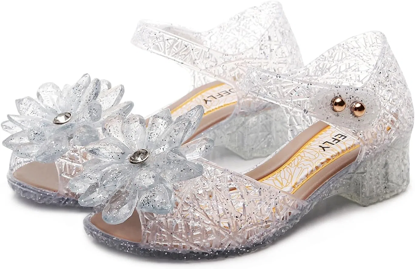 Детские туфли-балетки для девочек Flower Pairing с блестками TANDEFLY, Crystal White
