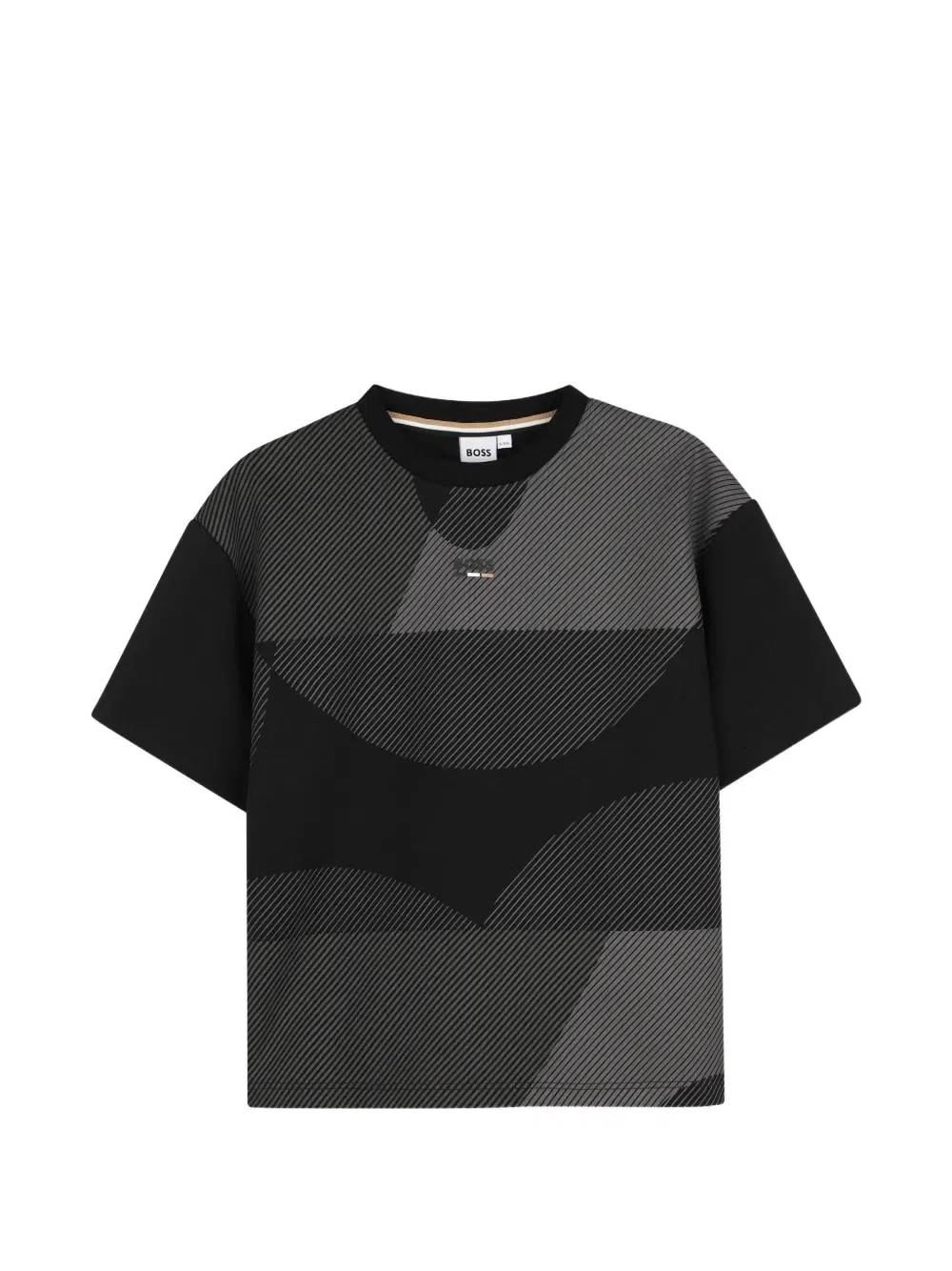 Футболка в диагональную полоску Boss Kidswear, черный