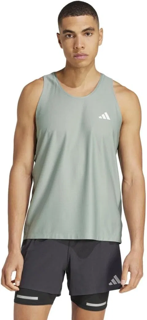 Мужской беговой топ-безрукавка Own the Run Tank Top adidas, Silver Green/Green