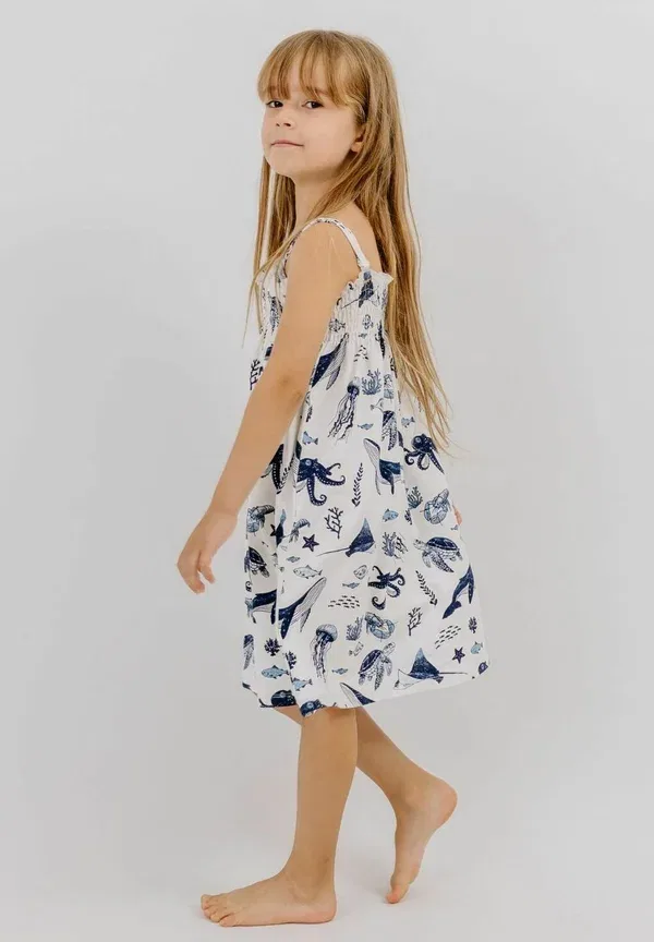 Платье с принтом Underwater world-sleeveless dress Walkiddy, белый — фото 3