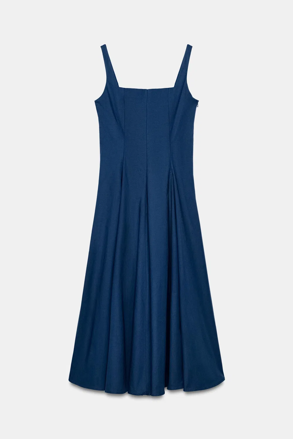 Платье миди Popelin Godet ZARA, Navy blue — фото 4