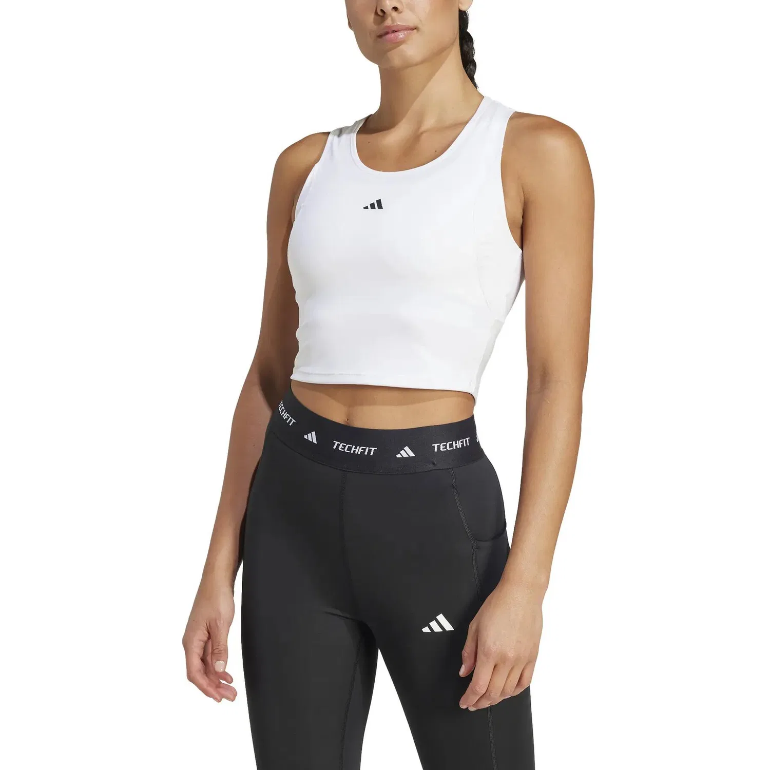 Женский компрессионный топ-кроп Adidas Techfit, Цвет Weiss — фото 4