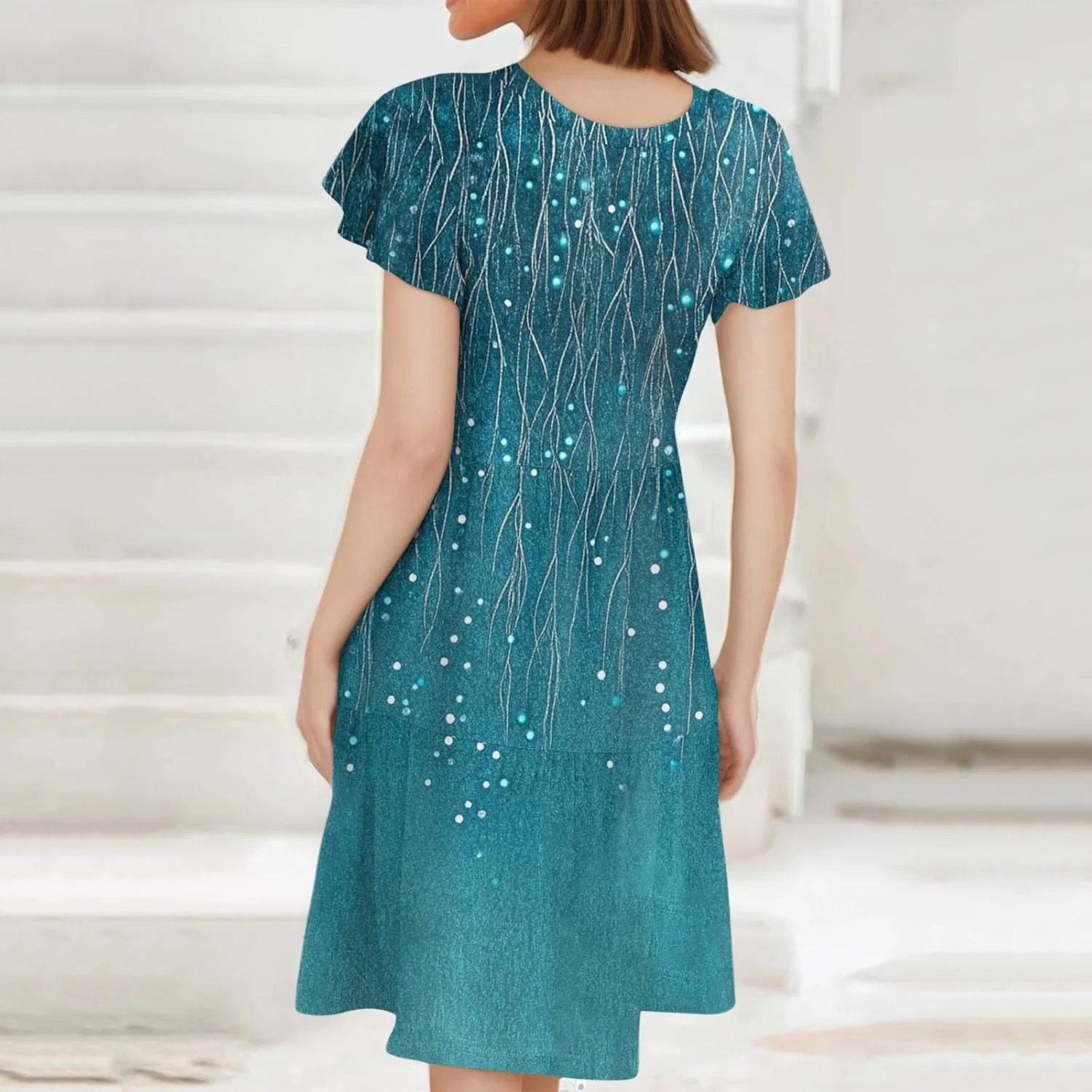 Женское мини-платье с воланами и ярусным кроем, Royal Blue — фото 3