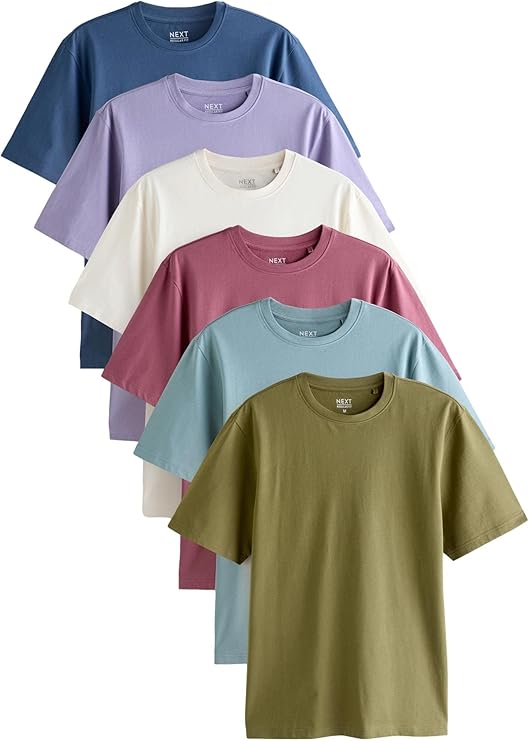 Комплект футболок NEXT Basic Cotton Regular Fit, 6 предметов, мульти