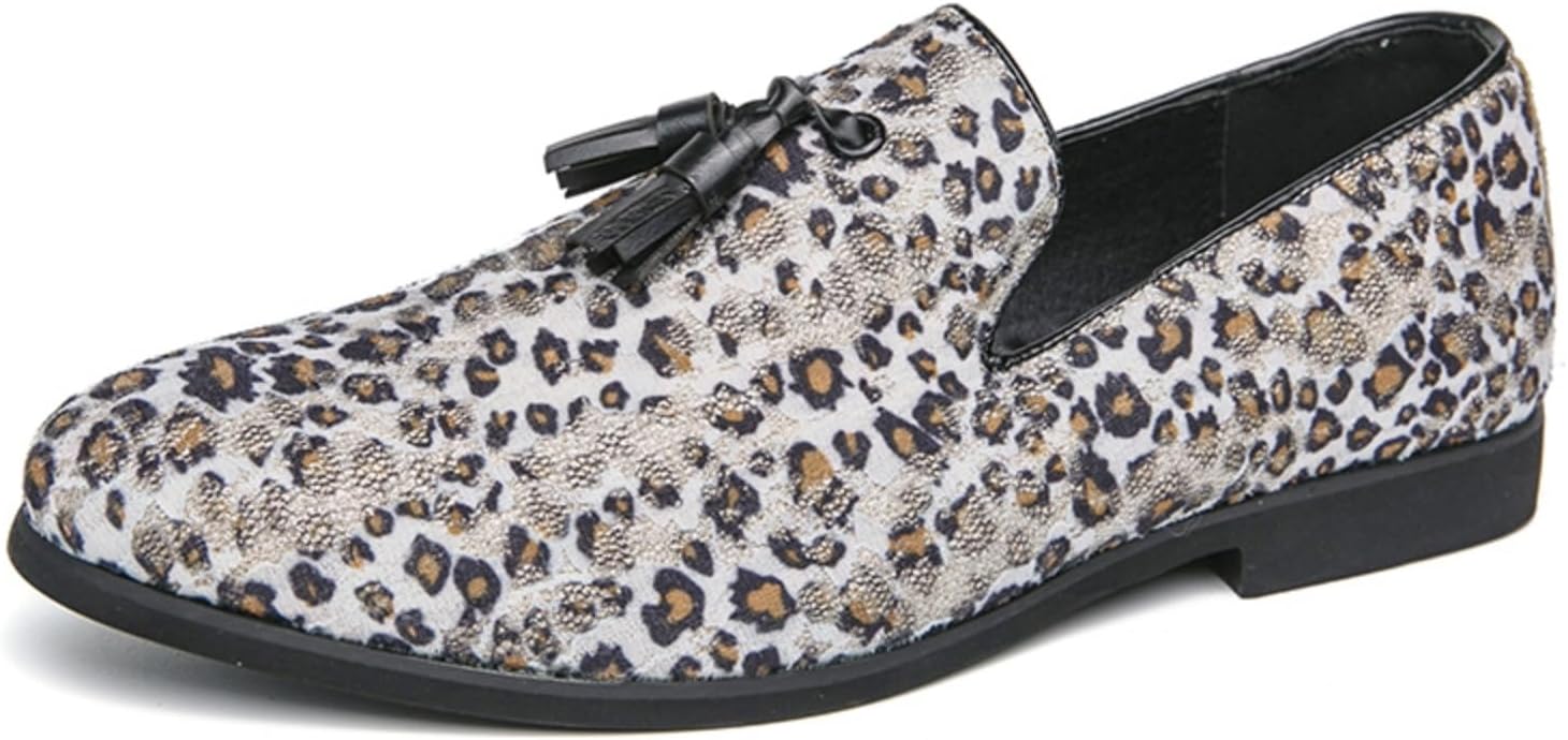 

Мужские винтажные кожаные лоферы с кисточками, леопардовый узор, без шнурков, пенни-лоферы, удобные, легкие, нескользящие, повседневные туфли для работы в офисе, прогулок, вождения, свадьбы, путешествий и вечеринок Yrzhgdl, Tassels