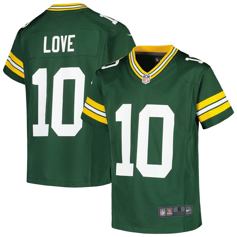 

Молодежная игровая майка Nike Jordan Love Green Green Bay Packers, цвет Pkr Green