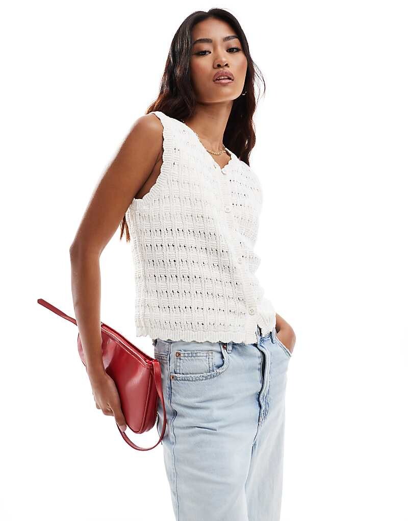 

ASOS DESIGN – кардиган цвета слоновой кости с фестонами