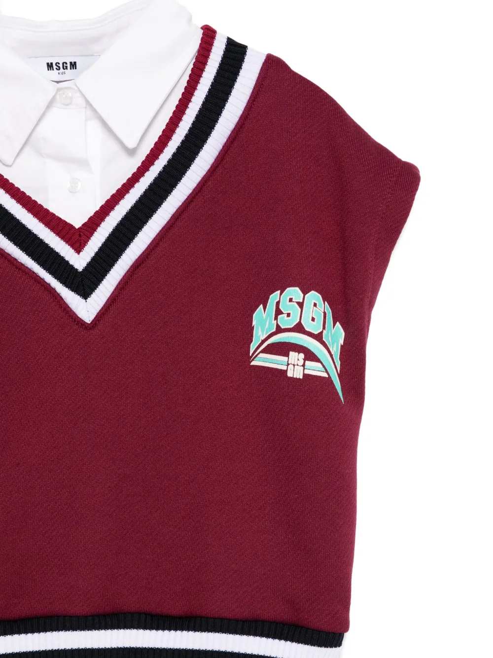 Топ с V-образным вырезом и принтом логотипа MSGM Kids, красный — фото 3