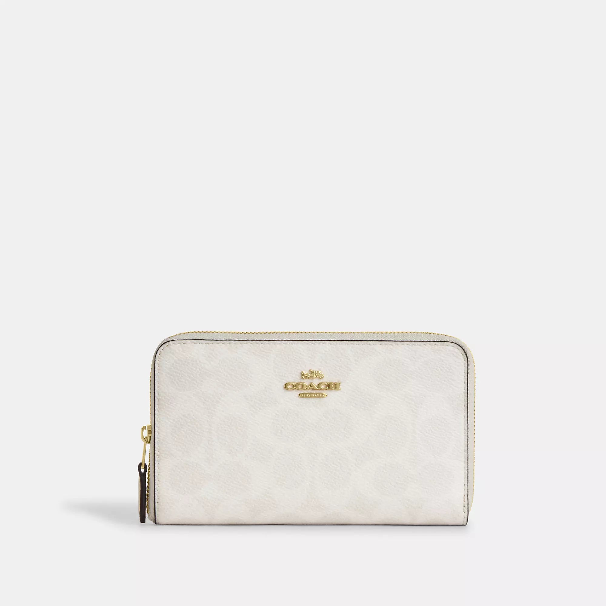 

Coach Outlet Средний ID Zip Кошелек в Подписной Холст, цвет gold/white/chalk