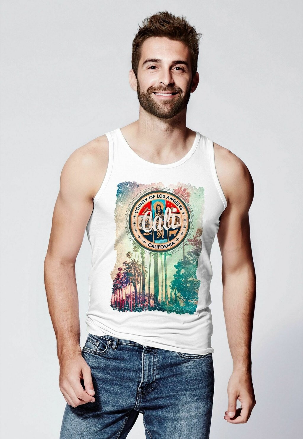 

Топ CALIFORNIA BEACH SUNSET PALMEN LOS ANGELES RETRO Neverless, белый
