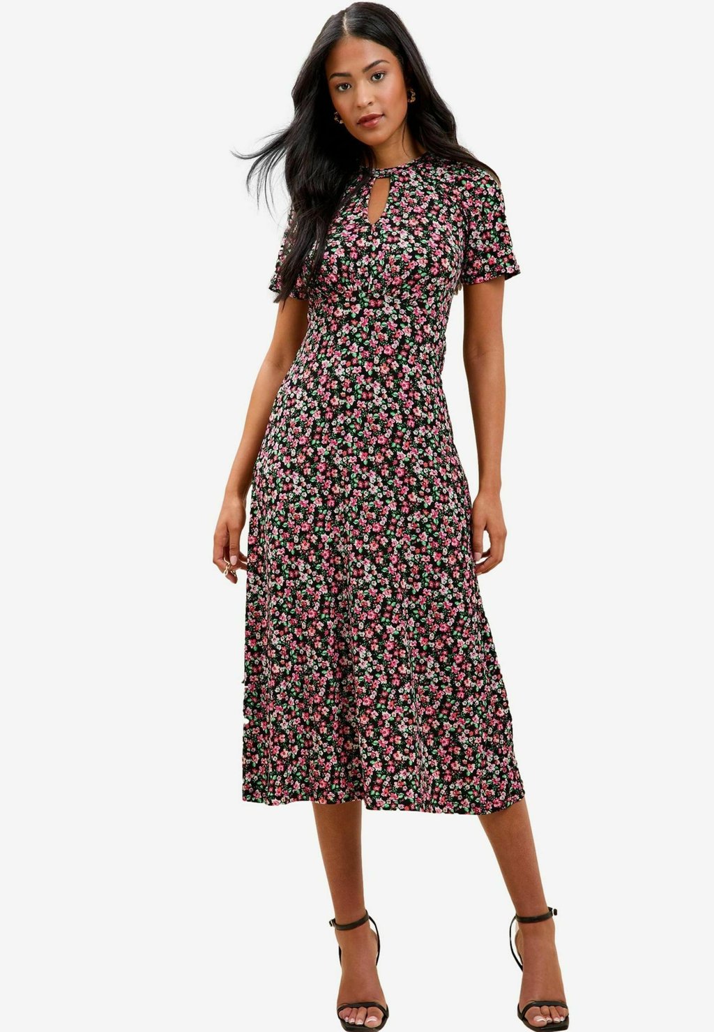

Платье из джерси PRINTED SHORT SLEEVE KEYHOLE Lipsy, черный