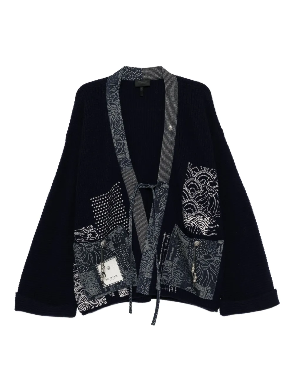 

Кардиган Kimono в технике пэчворк BAPE BLACK *A BATHING APE, синий