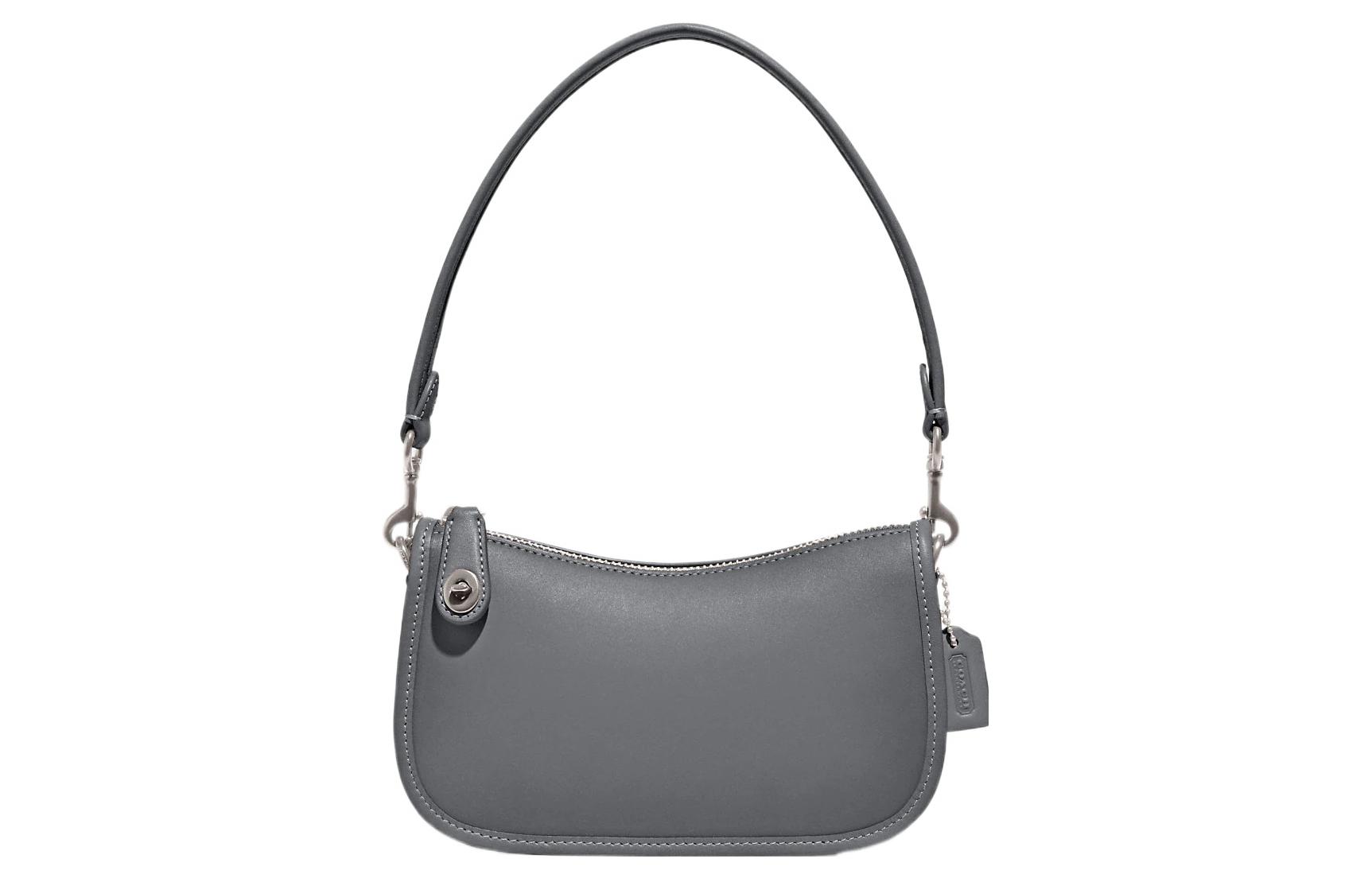 

Кожаная сумка-седло Swinger через плечо для женщин, темно-серый COACH