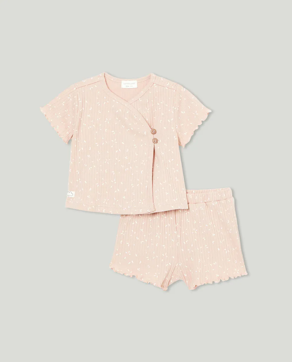 

Короткая пижама типа кимоно для девочки Cotton Juice, розовый