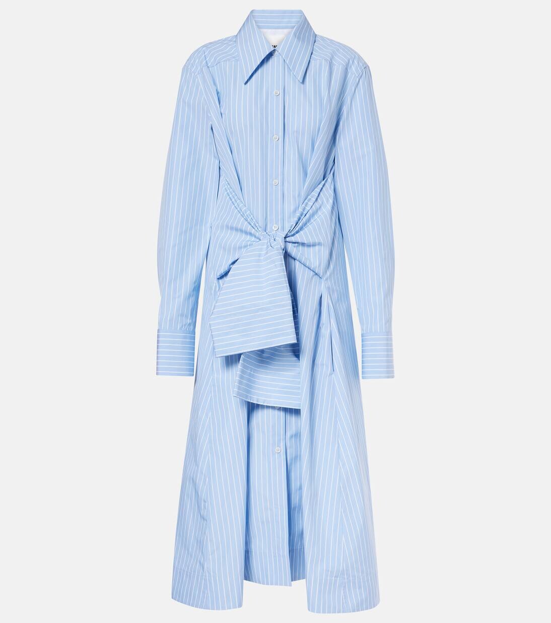 

Платье-рубашка из хлопка в тонкую полоску Jil Sander, цвет blue sky
