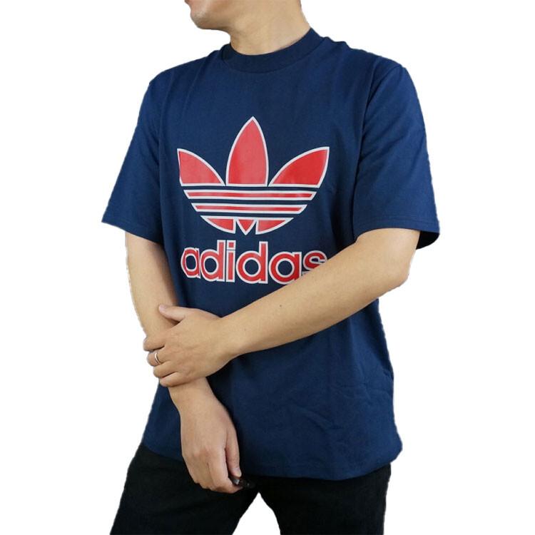 Футболка с трилистником мужская темно-синяя Adidas Originals, темно-синий — фото 4