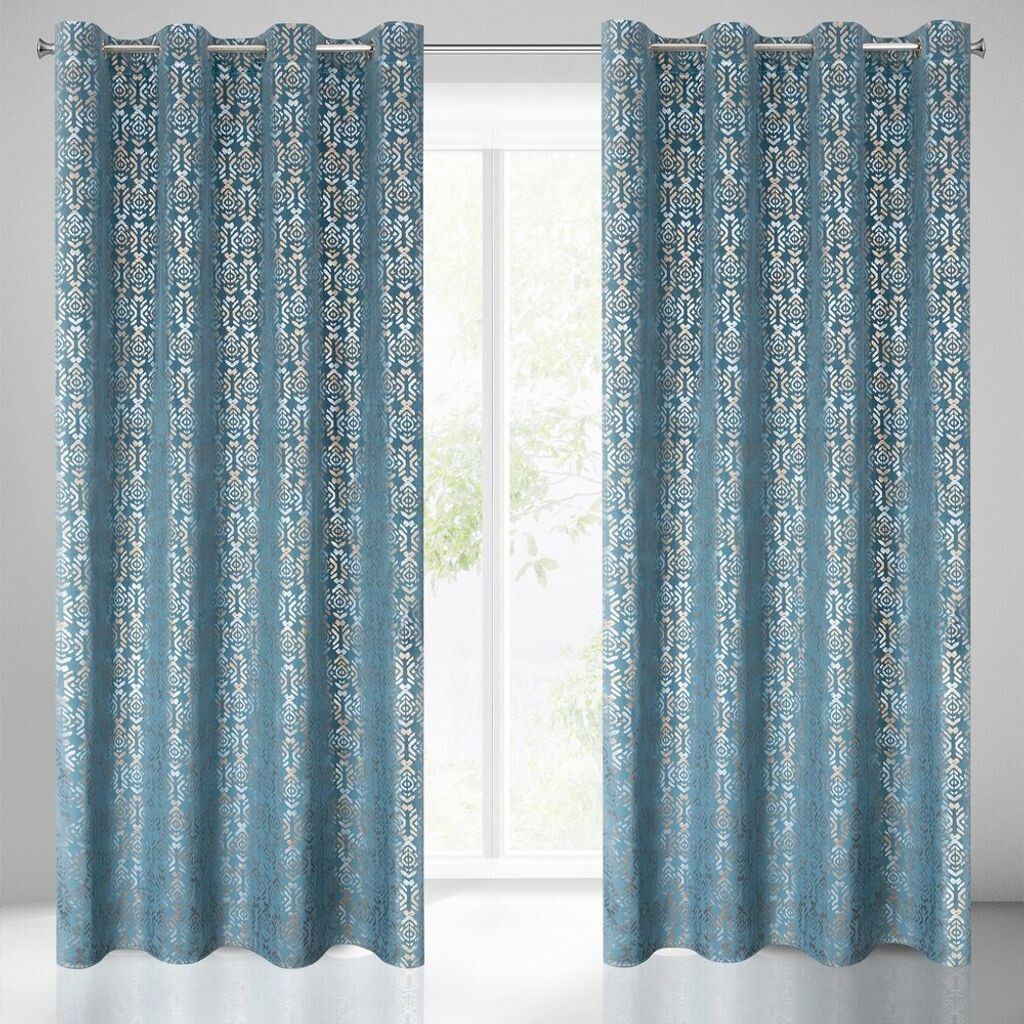 

Штора LAURA стальная золото 140х250 см люверсы штора на люверсах Eurofirany, синий