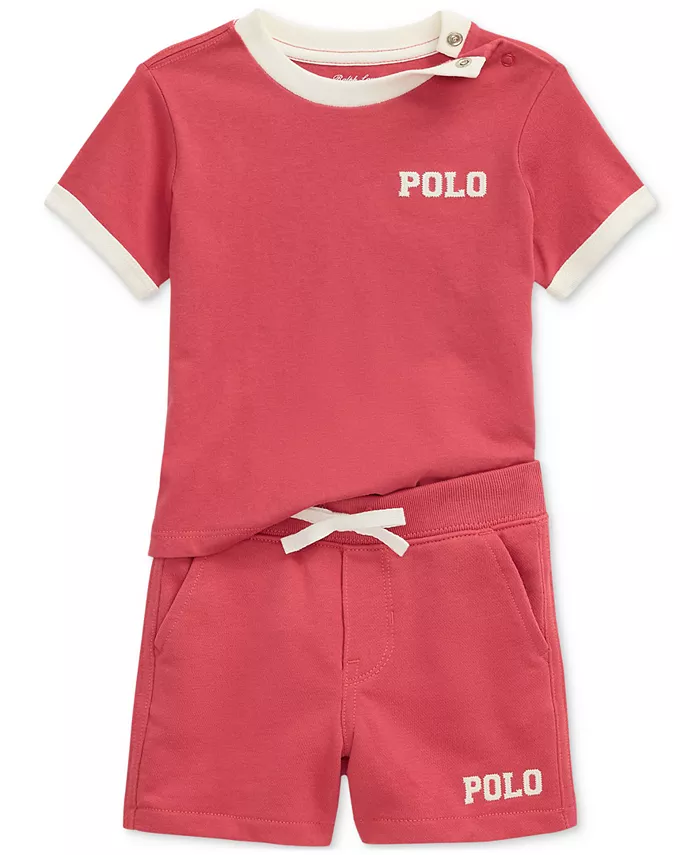

Комплект из футболки и шорт для мальчиков Baby Boys Jersey Tee & French Terry Short Set Polo Ralph Lauren, красный