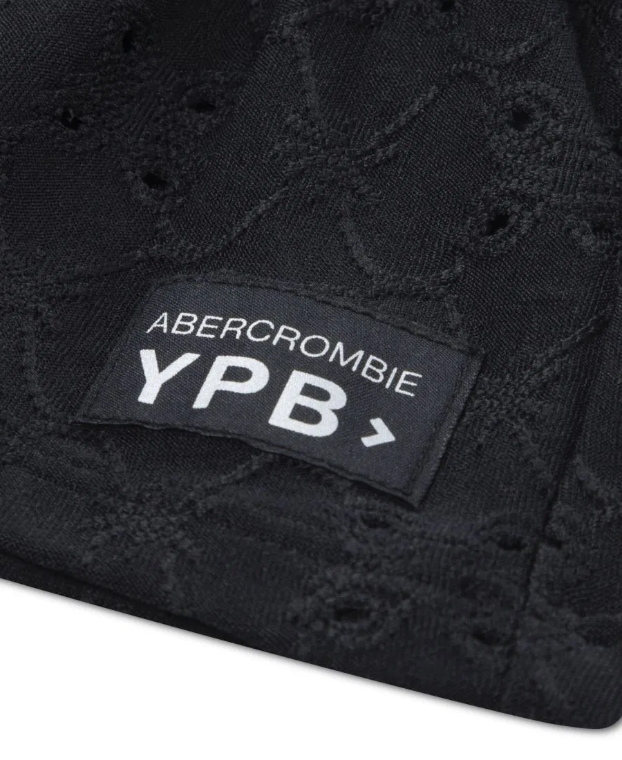 Детское мини-платье YPB с перфорацией на одно плечо Abercrombie Kids, черный — фото 3