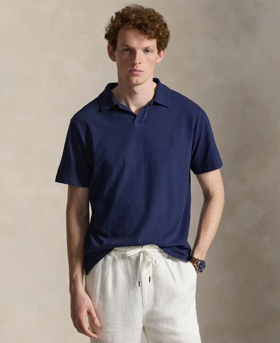 Поло из хлопка и льна стандартного кроя Polo Ralph Lauren, темно-синий — фото 3