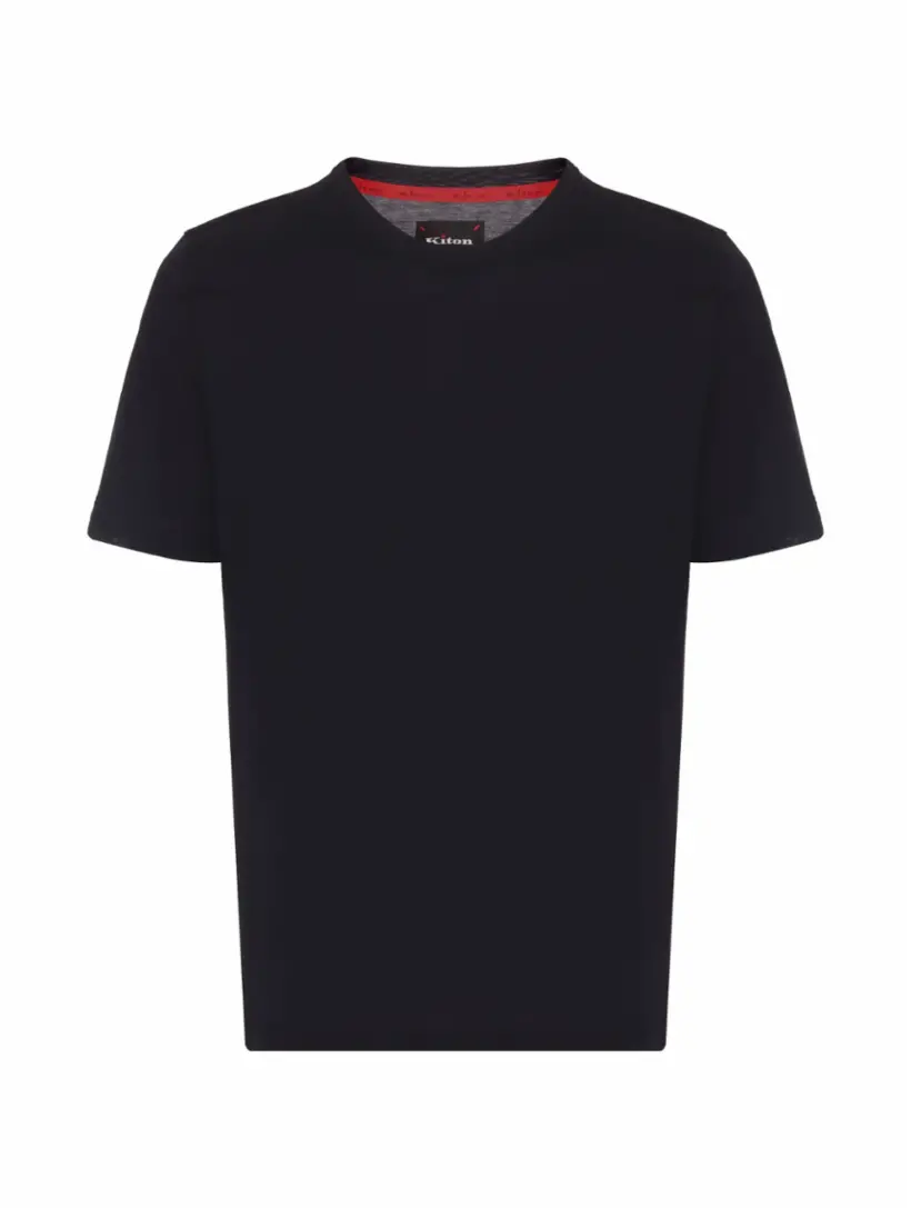 

Хлопковая футболка с логотипом Kiton, тёмно-синий