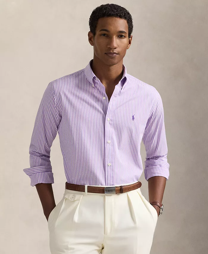 

Мужская классическая рубашка из стрейч-поплина в клетку Polo Ralph Lauren, фиолетовый