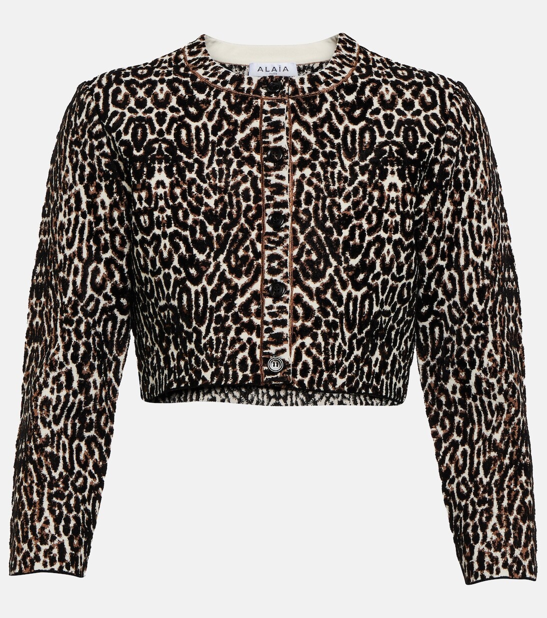 

Жаккардовый кардиган с леопардовым принтом ALAÏA, разноцветный, Коричневый, Жаккардовый кардиган с леопардовым принтом ALAÏA, разноцветный