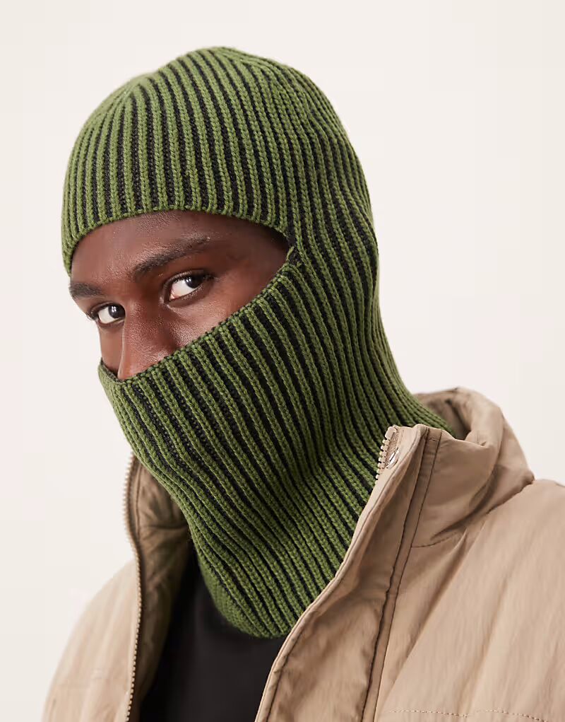 

Ребристая балаклава ASOS DESIGN цвета хаки