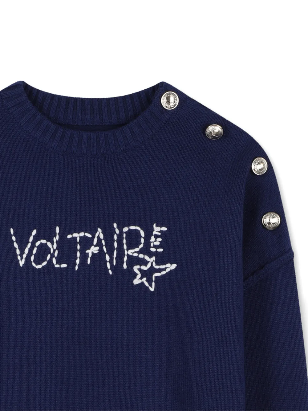 Свитер с пуговицами и вышивкой Zadig & Voltaire Kids, синий — фото 3