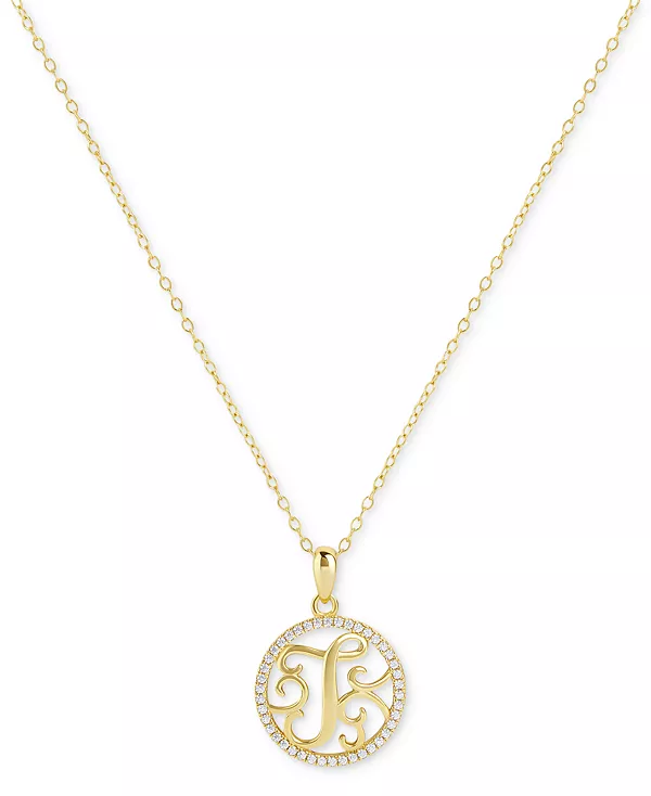 

Ожерелье с подвеской в виде монограммы из кубического циркония, 18 дюймов, из 18-каратного золота на основе стерлингового серебра, созданное для Macy's. Giani Bernini, gold