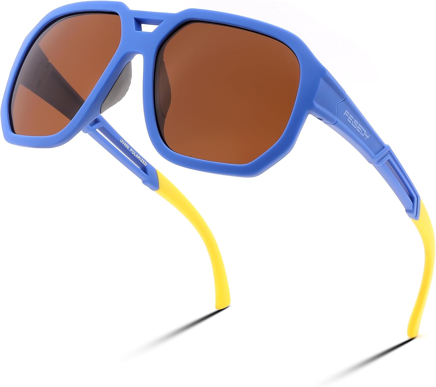 

Винтажные поляризованные солнцезащитные очки-авиаторы FEISEDY для женщин и мужчин, большая квадратная оправа, модные спортивные очки UV400 B0151, Dark Blue Frame / Brown Lens